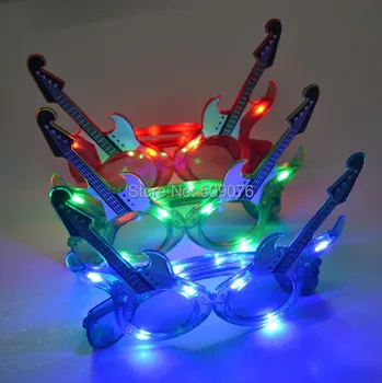 

Free shipping 24pcs/lot led flashing light eyeglass led glasses with guitar fashion decorative glasses for party supplies