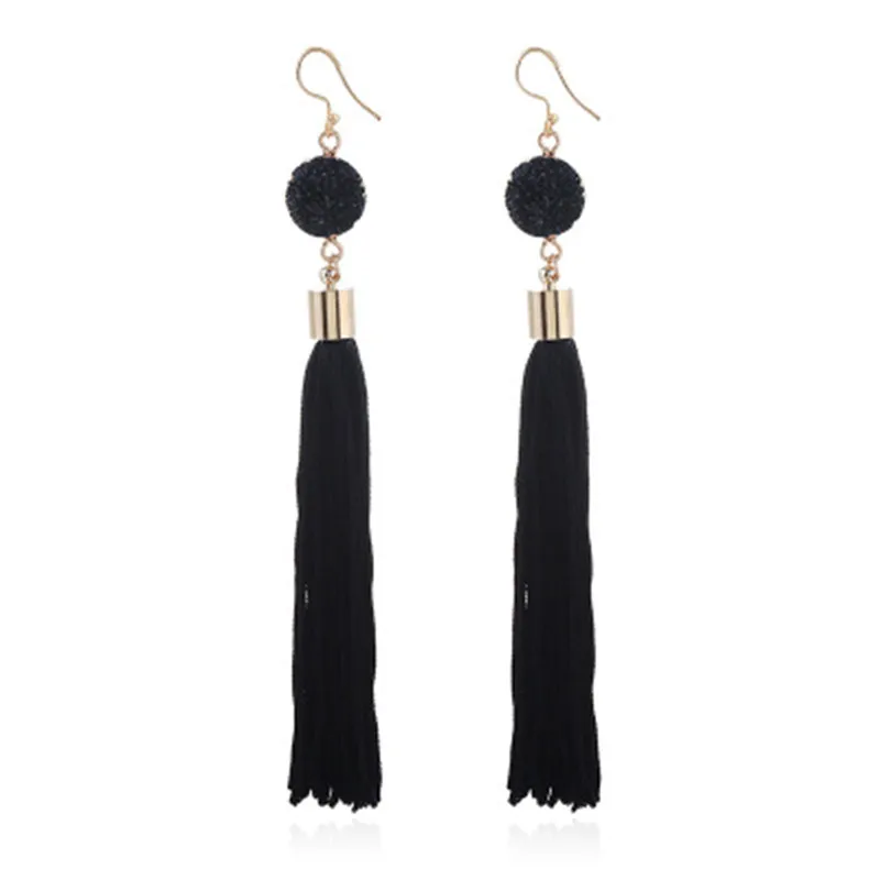 

DIY Bohemia Tassel pom pom Earrings For Women resin jewelry Long Earrings boucle d'oreille femme 2019 For wedding gift