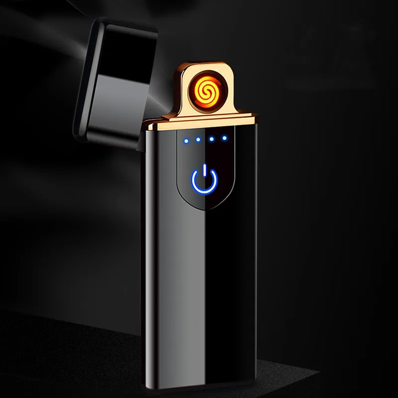 

Ultra-thin Metal electronic cigarette lighter fingerprint induction USB rechargeable windproof cigarette lighter for men women
