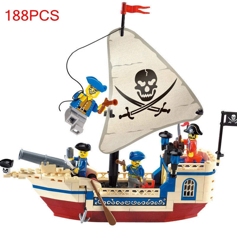 

Pirate Caribbean Pirate Award Pirate Ship 188Pcs Compatible with Legoing City Building Blocks Set Children's Toys