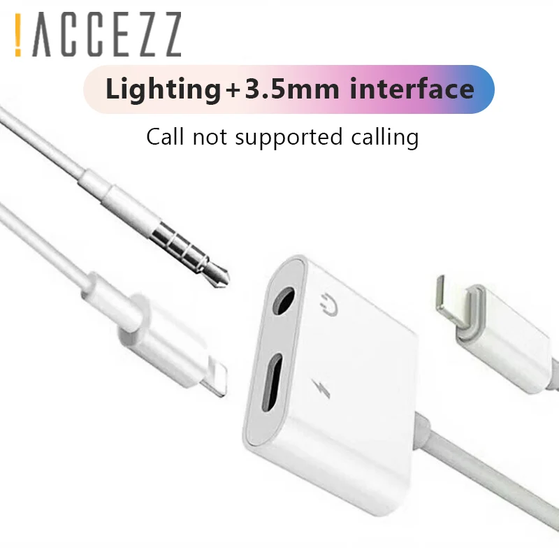 Goedkoop ! ACCEZZ 2 in 1 Opladen Verlichting Adapter Voor iPhone X 7 8 plus XS MAX Splitter 3.5mm Jack Koptelefoon aux Kabel Connector Adapters