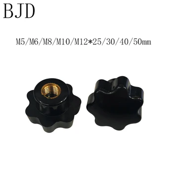 

10PCS M5 M6 M8 M10 M12 Plum Bakelite Hand Tighten Nuts Handle Thread Star Mechanical Black Thumb Nuts Clamping Knob Manual Nuts