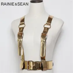 RAINIE Шон кожаный ремень с подтяжки Y назад для женщин золото Мода Панк мужской женский ночной пояс подтяжки для мотобрюки