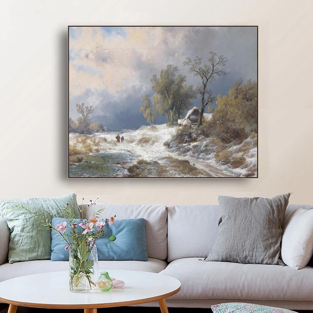 

Rural Winter Famous Oill Painrtigs Wall Art Poster Print Canvas Painting Calligraphy Decor Picture for Living Room Home Decor