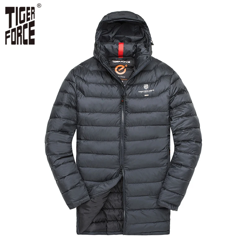 

TIGER FORCE Men Padded Jacket Winter Male Medium-Long Coat Bio-based Cotton Coat Men's Warm Winter Jacket Spring Autumn Parka