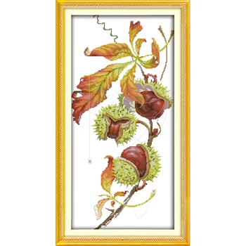 

Chestnut tree Counted Cross Stitch Kits For Embroidery DIY Needlework 14CT 11CT DMC Cross Stitch Patterns Crafts plant