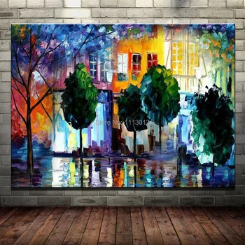 

Modern Landscape Oil Painting Knife On Canvas New York City Street Art Pictures Sets Home Wall Abstract Decor For Living Room