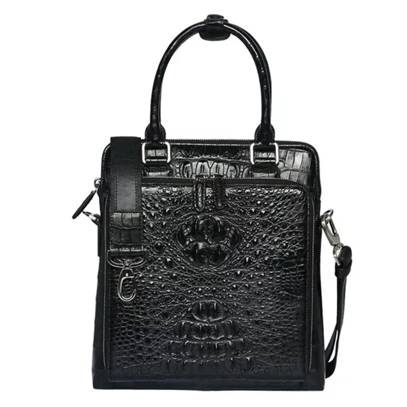 

Fashion Design Genuine Crocodile Alligator Leather Man Top-handle Handbag Zipper Closure Businessmen Shoulder Bag Messenger Bag