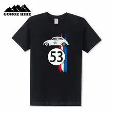 Vintage Bug Retro Herbie negro camiseta crewneck suelta ropa de verano al aire libre de San Valentín hombres camiseta con estilo Camiseta de algodón