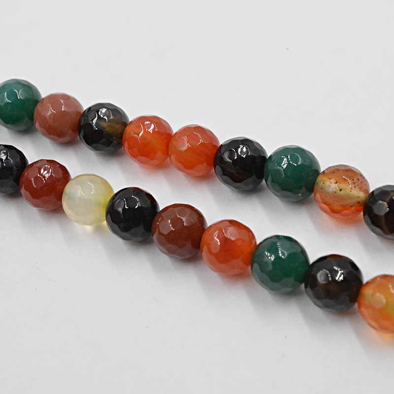 wholesale Natural Stone Beads Faceted Colorful agata Round Beads For