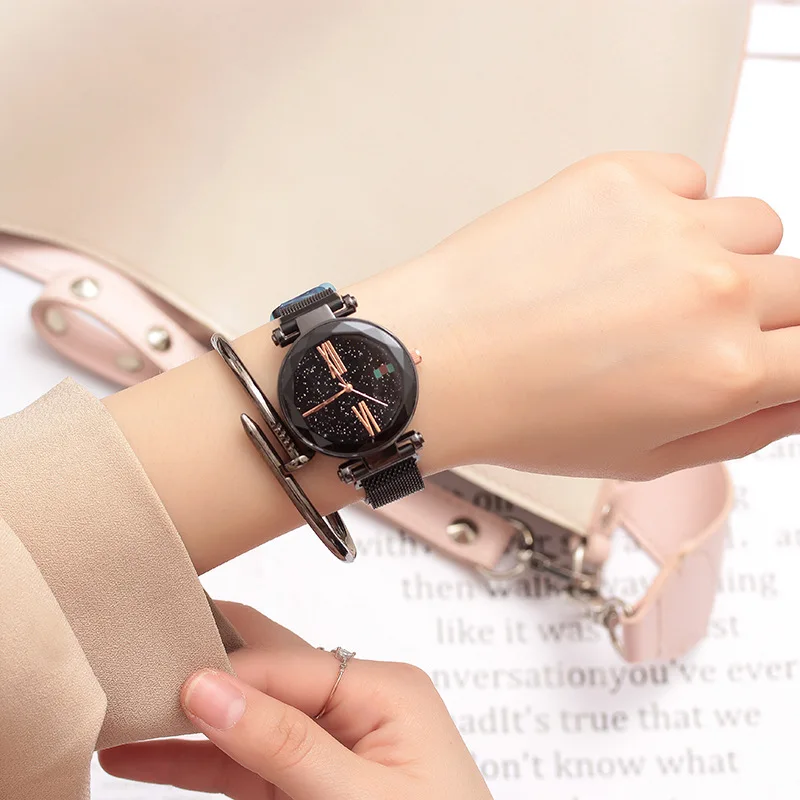 JBRL роскошные известные платья детские наручные часы магнитный ремешок браслет Кварцевые часы Дети подростковые часы подарок для девочек - Color: black