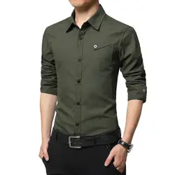 Рубашка с длинными рукавами Для мужчин s хлопка 100% Осень Для мужчин Модная Бизнес Повседневное Мужской топы крупнейших Размеры 4XL multi цвет