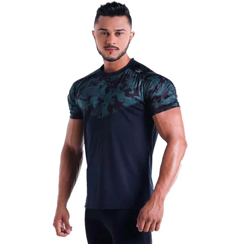 

Mens Camouflage stitching t shirts Summer Male Compression quick-drying Bodybuilding t-shirts Fitness breathable Tees