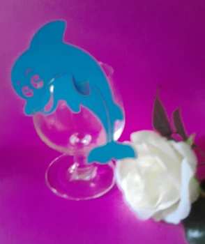 

Free Shipping 100pcs Ocean wedding decoration Table Marker Wine Glass Name Place Cards blue dolphin wine glass markerspc001