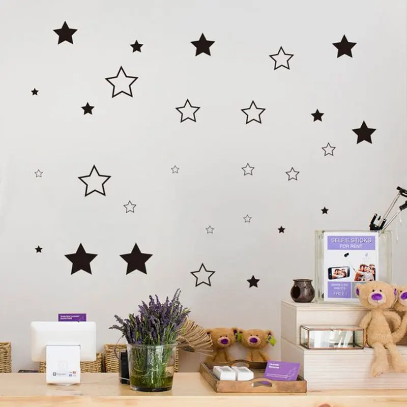 Милые звезды наклейки на стену виниловые домашний декор для детей Детская комната украшение для детской спальни наклейки для посуды NR10