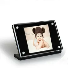 (Pack/2units) 6inch Counter Slanted Acrylic Sign Holder with Black Acrylic Base ADS014-1