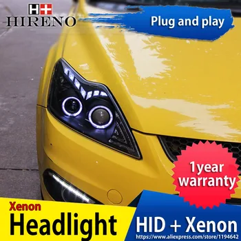 

Hireno Headlamp for 2009-2012 Ford Focus Car Headlight Assembly LED DRL Angel Lens Double Beam HID Xenon 2pcs