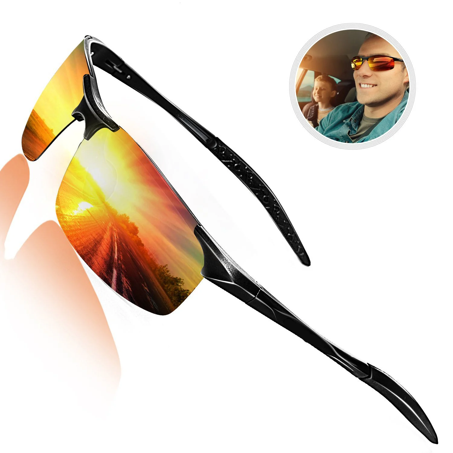 

Aotean Men's Driving Polarized Sunglasses for Drivers Fashion UV400 Eyewear Lightweight Al Mg Golf Fishing Male Sunglasses