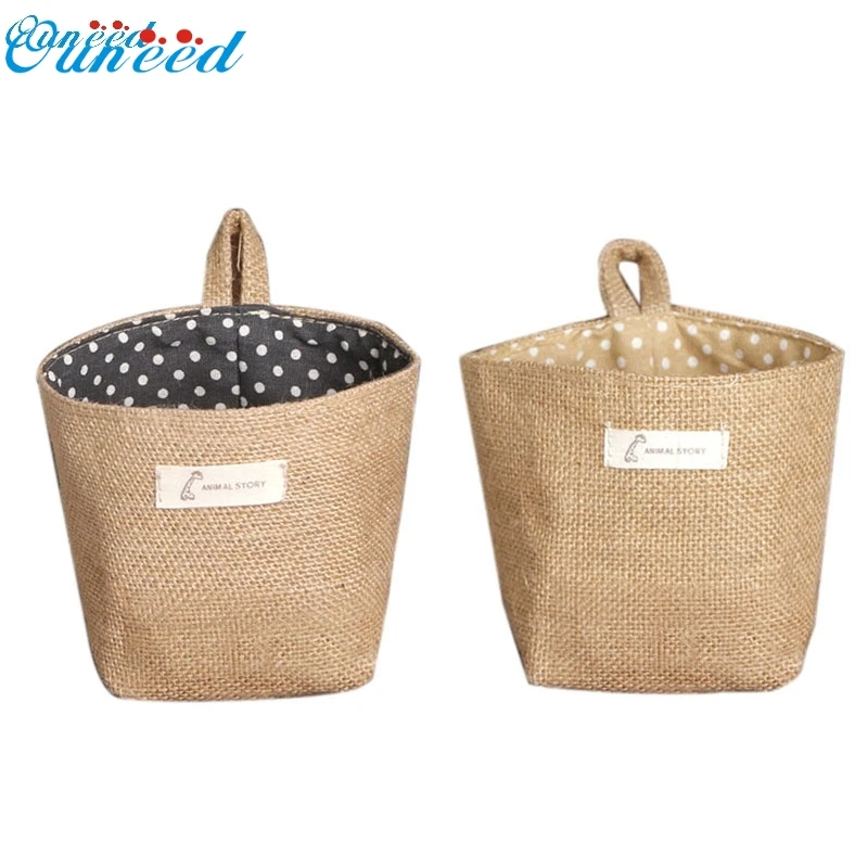 

New Hot High Practicality non-woven fabric Polka Dot Small Storage Sack Cloth Hanging Non Woven Storage Basket 14*12.5CM 32