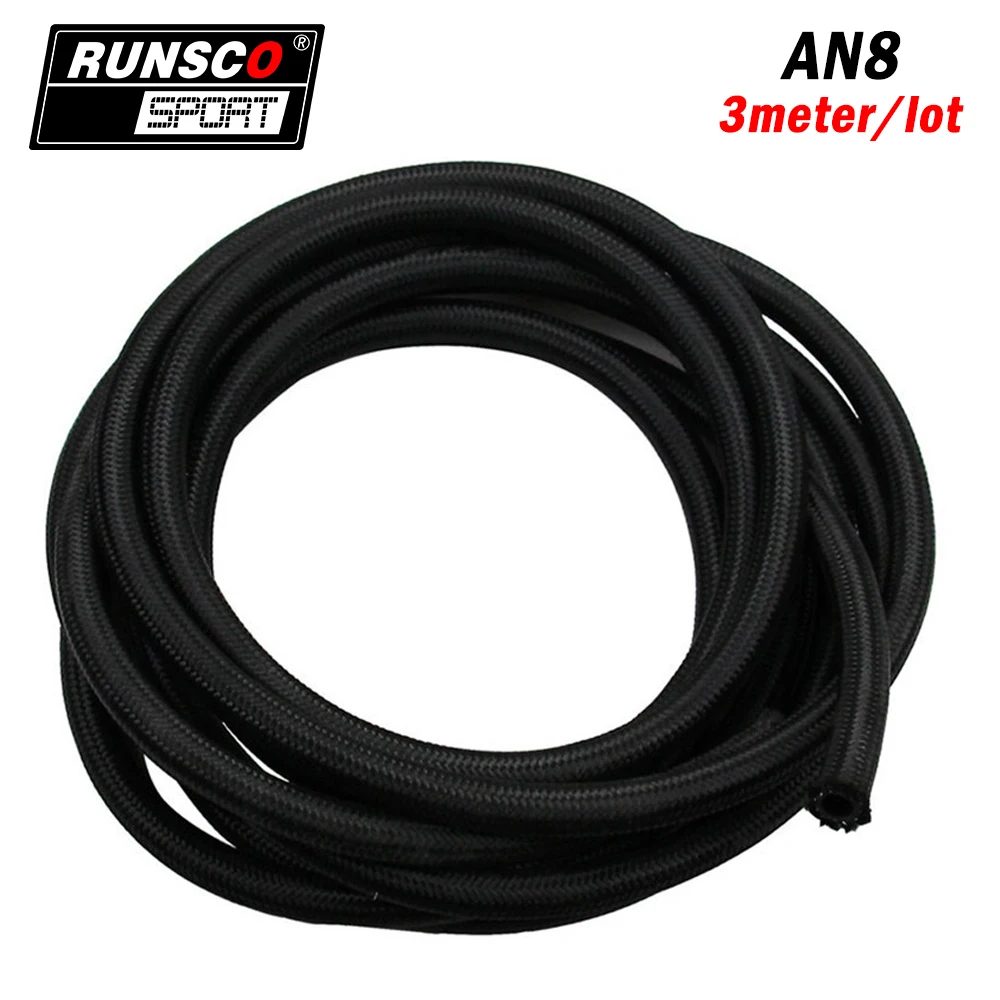 

AN8 3M/Lot Black Cotton Over Braided Racing Hose Fuel Line Oil Cooler Hose End Nylon Adapter Pipe Car Accessories