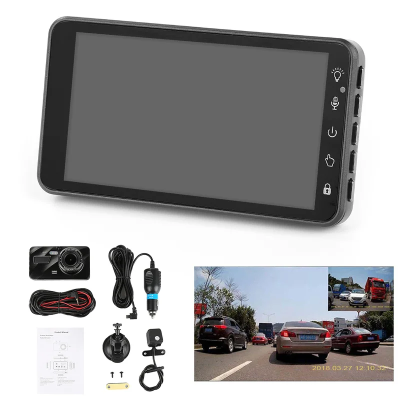 

YC-V2 Aluminum Alloy 1080P HD4.0" LCD Touch Screen Display Car DVR Super Wide-angle Front Rear Camera Dual Lens Driving Recorder