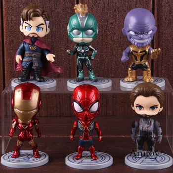 

Marvel Avengers Q Version Endgame Thanos Iron Man Captain America Spiderman Doctor Strange Captain Action Figure Toys 6pcs/set