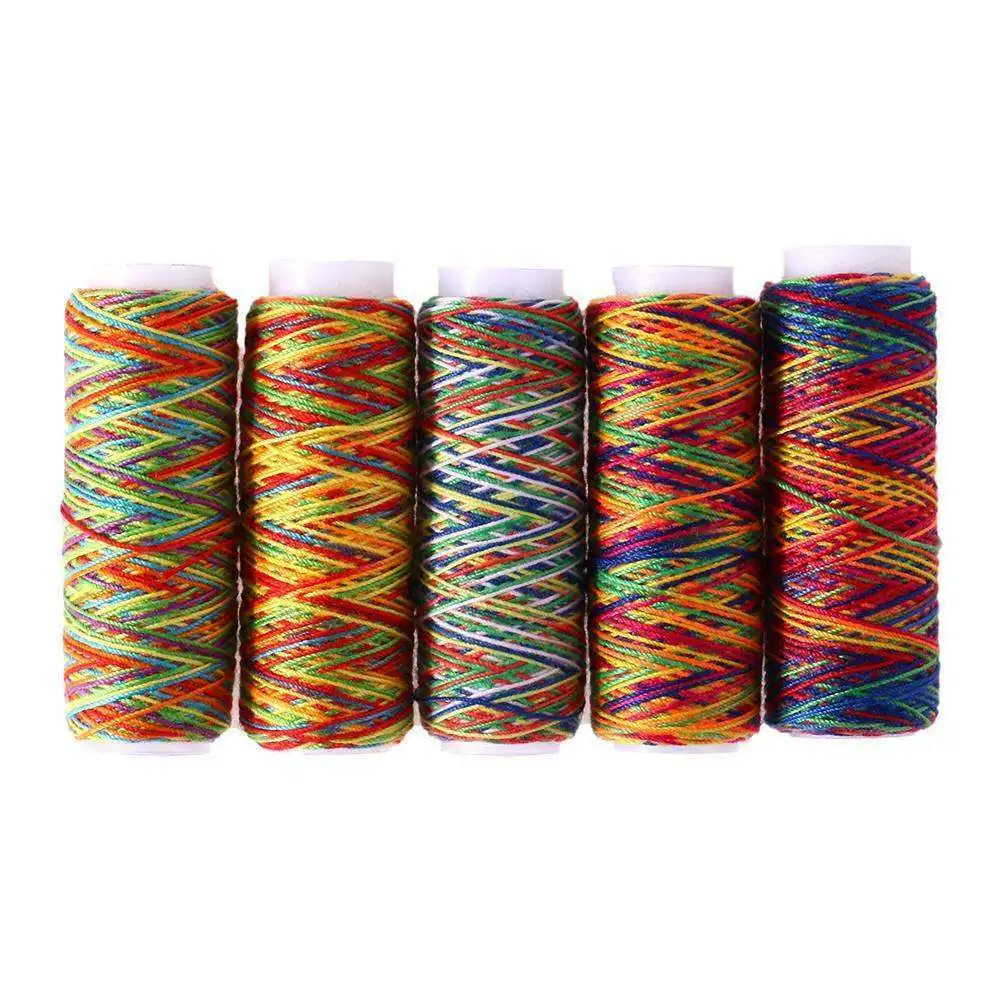 

5pcs Rainbow Color Sewing Thread Hand Quilting Embroidery Sewing Thread for Home DIY Machine/Hand Sewing Stitching Crafts