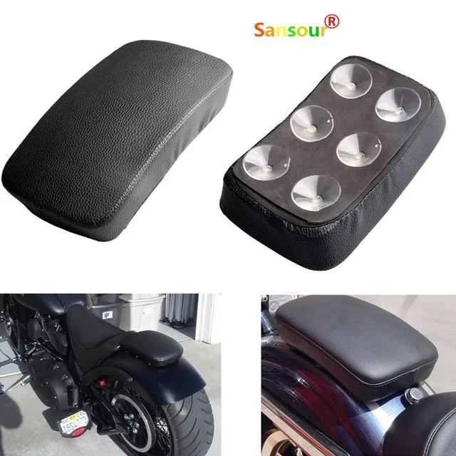 Black Motorcycle Rear Passenger Cushion Pillion Seat Pad Suction Cups