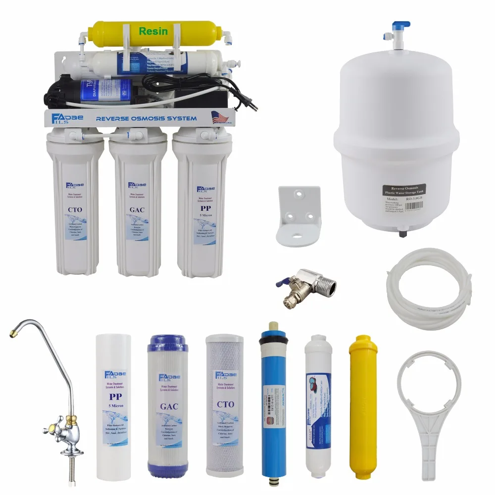 6 этап деионизации+ обратного осмоса питьевой воды фильтрации Системы 50 GPD мембраны RO ионообменные смолы фильтр для домашнего использования