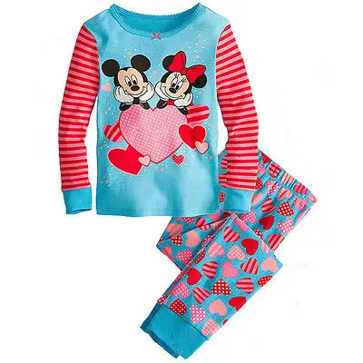 Пижамный костюм в горошек и полоску с Минни-Маус из мультфильма для малышей одежда для сна домашняя одежда для детей 1-8 лет