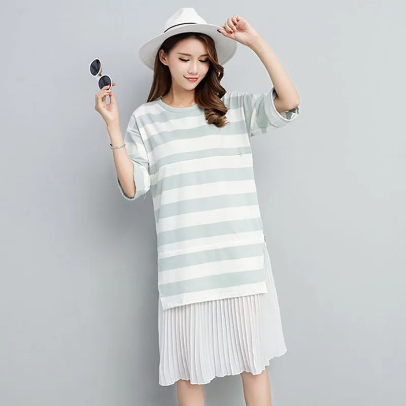 

Pleated Nursing Maternity Dresses For Pregnant Women Clothes Striped Feeding Pregnancy Dresses Breastfeeding Maternity Clothing