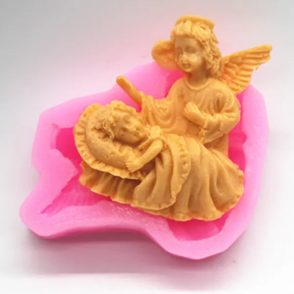Angel mother holding children Pattern Food grade silicone handmade soap mold DIY Pondant chocolate molds silicone soap mould