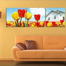 Алмазная вышивка три pice картины из стразов тюльпаны Цветочная комбинация Триптих украшение куб дрель пейзаж