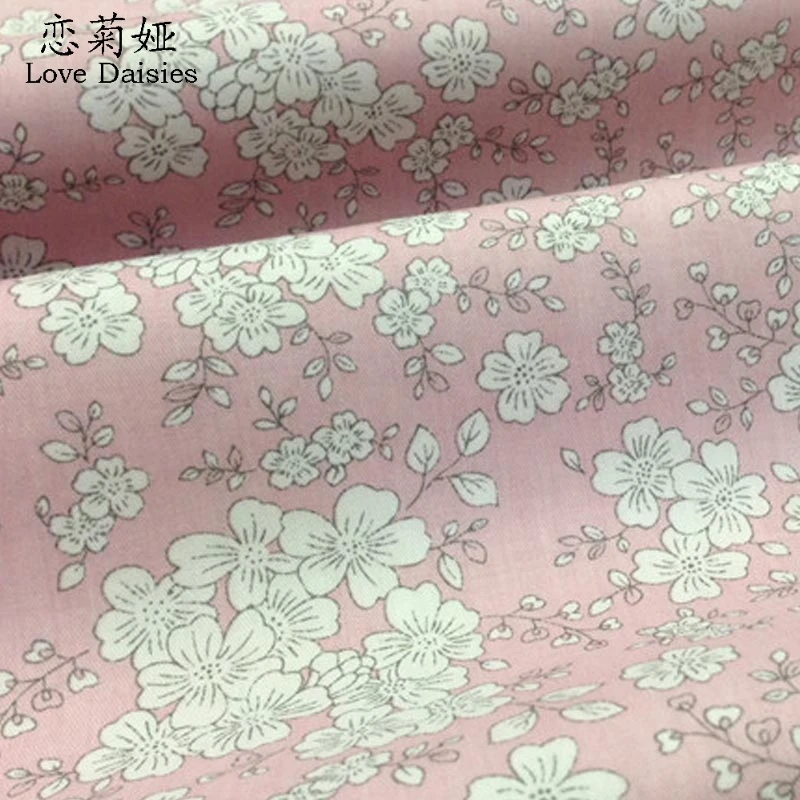 Хлопок японский стиль белый цветочный саржевая Ткань DIY для детей постельные принадлежности Одежда платье ручной работы лоскутное ремесло стеганые ткани