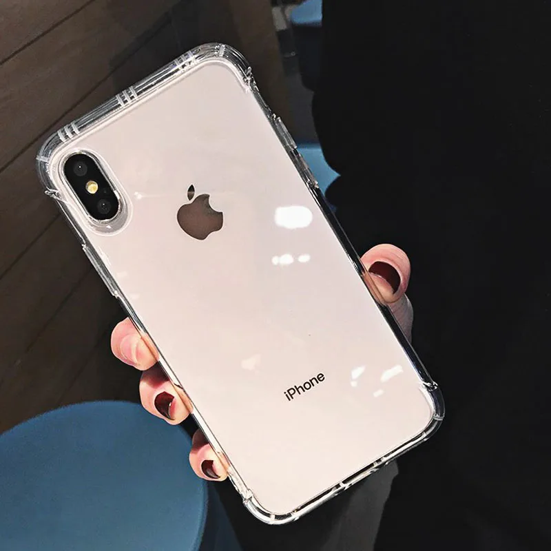 Противоударный Прозрачный чехол для телефона для iPhone Xr Xs Max X 6 6S 7 8 Plus Мягкий ТПУ прозрачный чехол для телефона для iPhone Xr Xs Max 6 7 8 Plus - Цвет: White