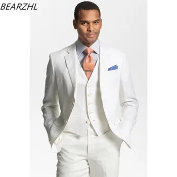 

white wedding tuxedos for men suits 2020 custom made suit 3 piece prom wear high quality