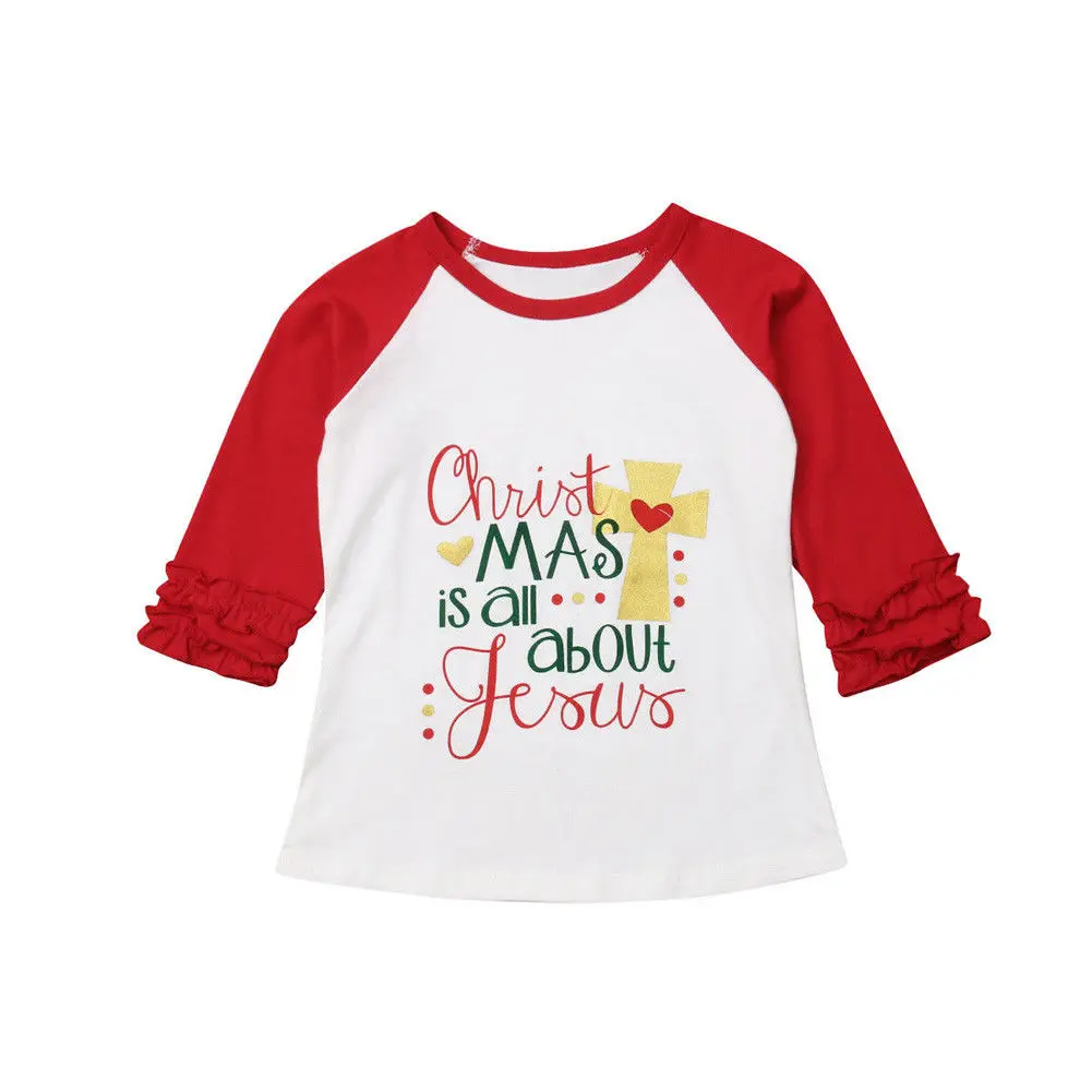 Брендовые рождественские топы с длинными рукавами с единорогом и оборками для маленьких девочек, футболка, осенний милый подарок - Цвет: Синий