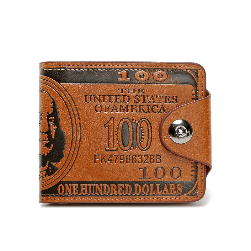 

2019 Creative Men Wallet Dollar Pattern Hasp Purse Leather Short Wallets with Credit Card Holder Coin Purse Money Bag