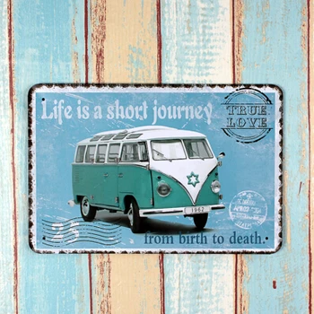 

Free Shipping! European Style Short Journey Vintage Car Paintings Tin Sign Wall Decor Tin Poster Shop or Home Decor Craft