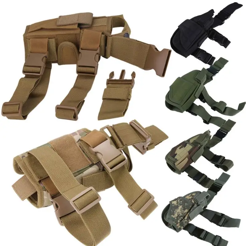 Adjustabl Tactical Pistol Drop Leg Thigh Holster w/ Mag Pouch Right Hand Outdoor Tactical Pouch with Adjustable Magic Strap Z75