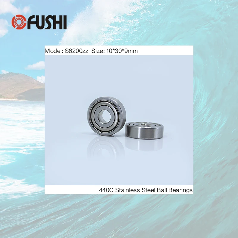 S6200ZZ подшипник 10*30*9 мм (10 шт.) ABEC 1 S6200 Z ZZ S 6200 440C шарикоподшипники из нержавеющей