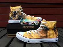 Converse All Star Men Women Shoes Brown Bear Original Design Hand Painted Shoes Man Woman Canvas Sneakers Christmas Gifts