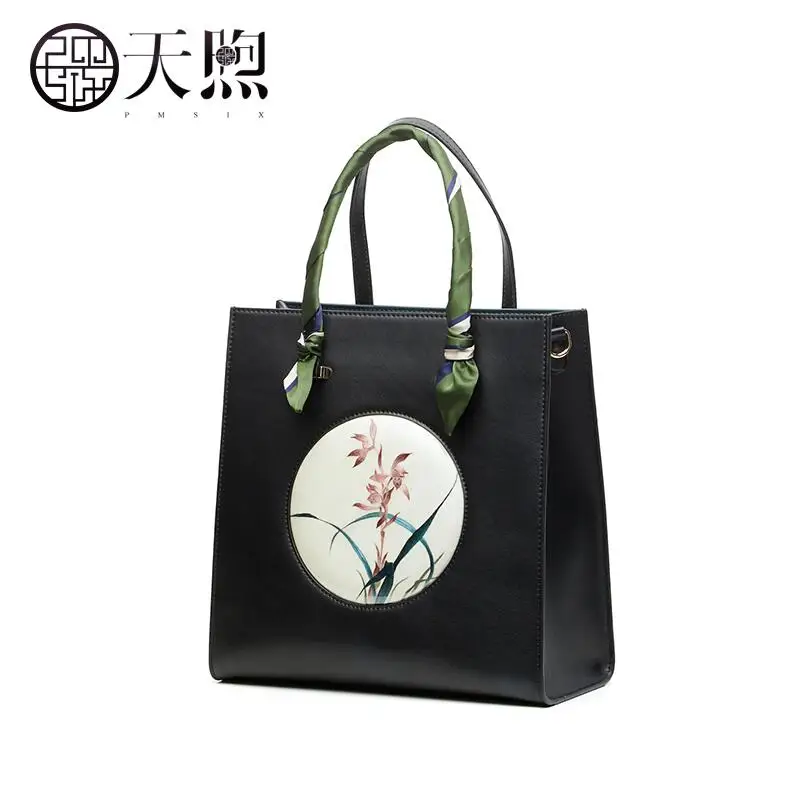 

Pmsix high quality fashion luxury brand original hand embroidery ladies 2018 new Chinese style atmospheric fashion leather handb