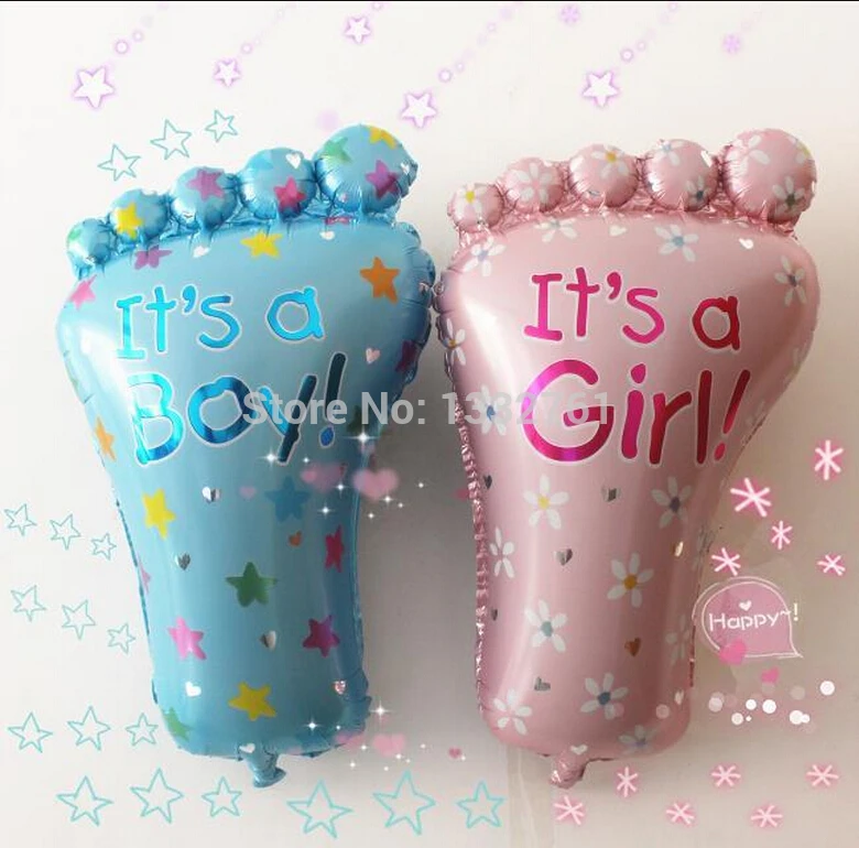

New baby foot foil/helium/mylar balloon It is a girl/boy baby ballon 2pcs/lot Pink and blue availabe air balao inflatable