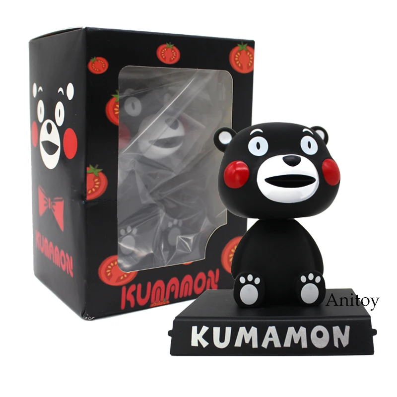 

Kumamon Black Bear Bobble Head Doll Piggy Bank PVC Figure Collectible Model Toy 10cm Phone older
