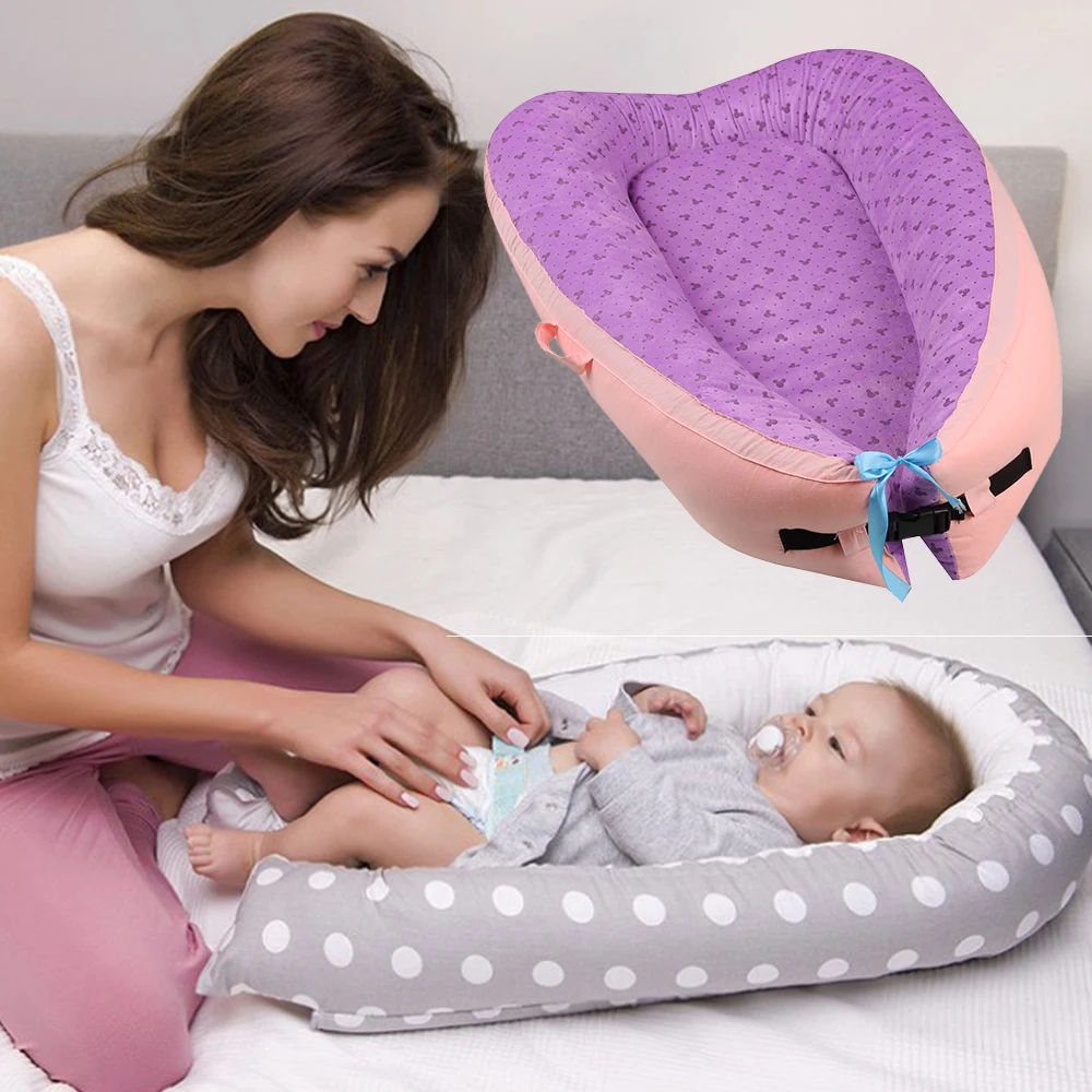 

Portable Baby Bed Soft Cotton Baby Crib Infant Nest Washable Babynest Soft Children's Bed Cradle Outdoor Toddler Traveling Crib