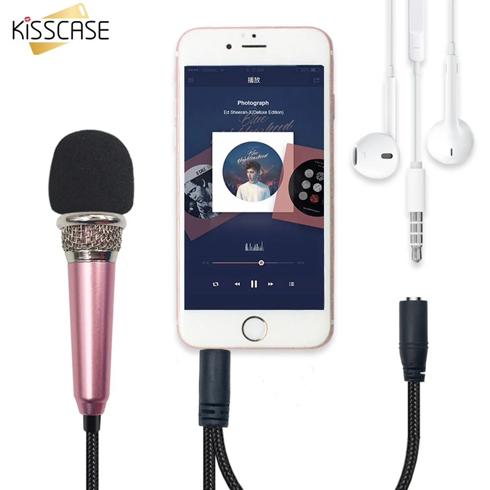 

KISSCASE Universal 3.5mm Mini Wired Microphone Portable Mic Audio Stereo Handheld KTV Karaoke Microphone For All Smartphone