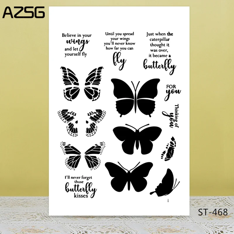 

AZSG Beautiful Butterfly Wings Clear Stamps/Seals For DIY Scrapbooking/Card Making/Album Decorative Silicone Stamp Crafts
