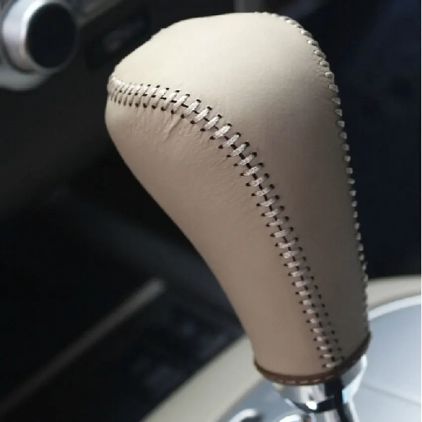 Yuji-Hong, автомобильные чехлы для переключения передач, чехол для Nissan Murano 2011, автоматические воротники, натуральная кожа, сшитый вручную чехол - Название цвета: Beige Beige line