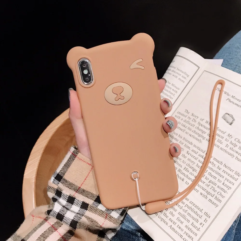 

3D Lovely Blink Bear Phone Case For Samsung s8 s9 plus Soft Liqui Silicone Back Cover for Samsung S10E S10plus with Hand strap
